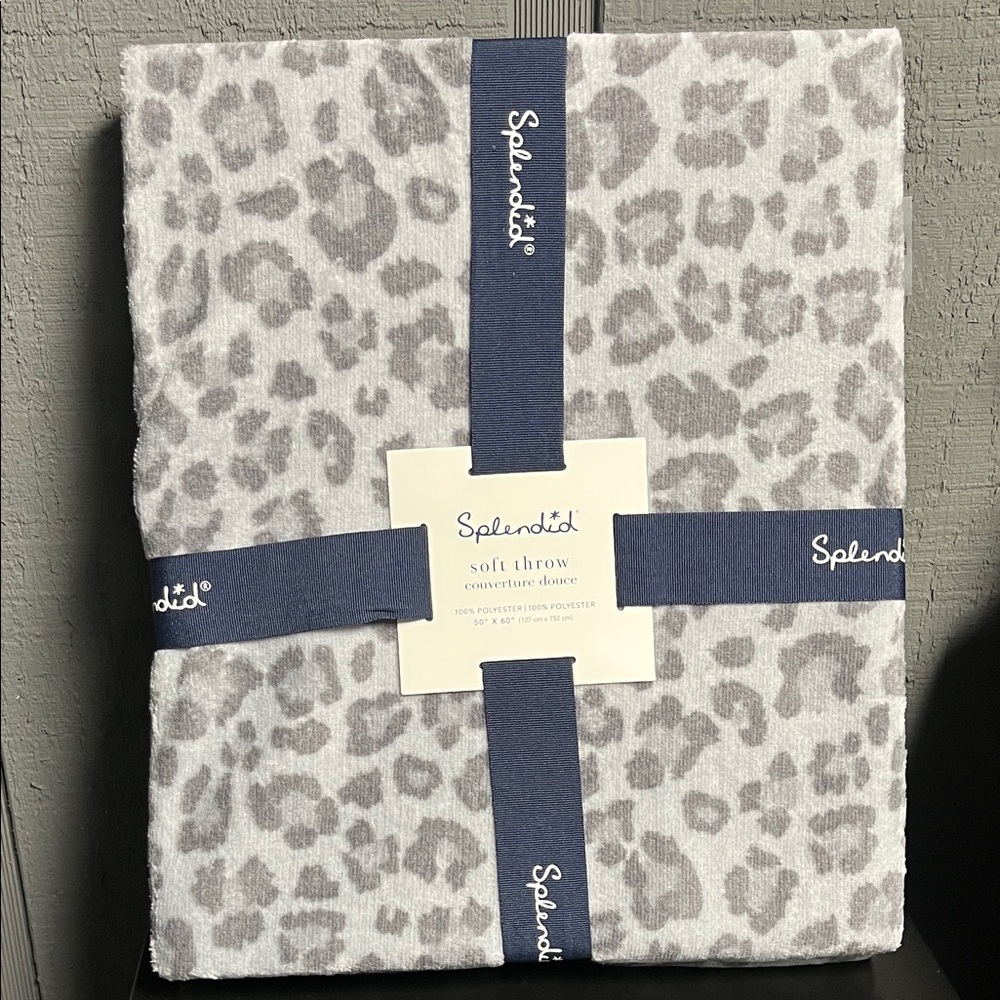 Splendid White and Gray Animal Print Throw 50” X 60”